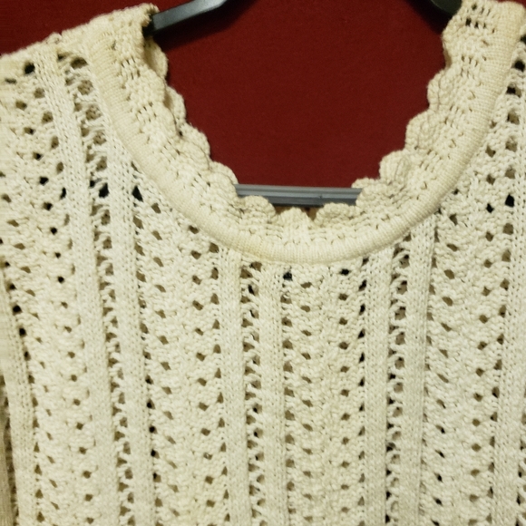 VINTAGE POUR PLUS LE CHIC-COTTON-CROCHET SWEATER W/SCALLOP HEM/NECK/LG/NWOT - Picture 3 of 10